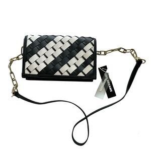 NWT Like Dreams Black and White Woven Crossbody Bag